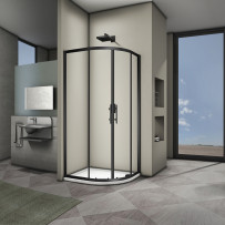 Душевой угол Veconi Rovigo RV-07B, 800x800x1900, черный, стекло прозрачное