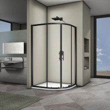 Душевой угол Veconi Rovigo RV-08B, 1200x900x1900, черный, стекло прозрачное