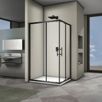 Душевой угол Veconi Rovigo RV-30B, 1200x800x1900 черный, стекло прозрачное