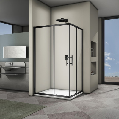 Душевой угол Veconi Rovigo RV-30B, 1200x800x1900 черный, стекло прозрачное Душевой угол Veconi Rovigo RV-30B, 1200x800x1900 черный, стекло прозрачное