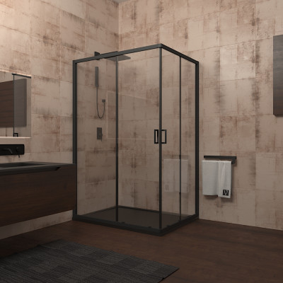 Душевой угол Veconi Rovigo RV-14, 1200x800x1950, черный, стекло прозрачное Душевой угол Veconi Rovigo RV-14, 1200x800x1950, черный, стекло прозрачное