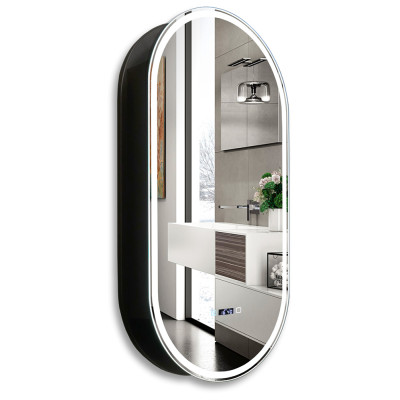 Зеркало-шкаф AZARIO Soho Black 500х1000 - 3.1 ЖК-часы, подогрев, сенсорный выключатель с функцией диммера (LED-00002612)