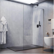 Душевая перегородка Veconi Korato KR-77B, 1100x2000, чёрный, стекло прозрачное