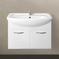 Тумба под раковину подвесная 1MarKa Вита 65П с 2 дверцами, белый глянец