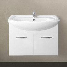 Тумба под раковину подвесная 1MarKa Вита 65П с 2 дверцами, белый глянец