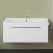 Тумба под раковину подвесная 1MarKa Соната 90П с 1 ящиком, белый глянец